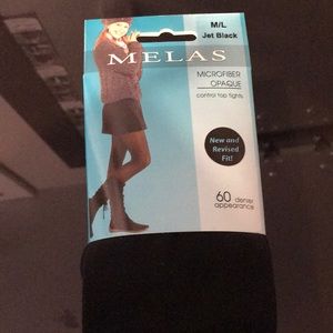 M/L jet black opaque tights. 5 pieces all together